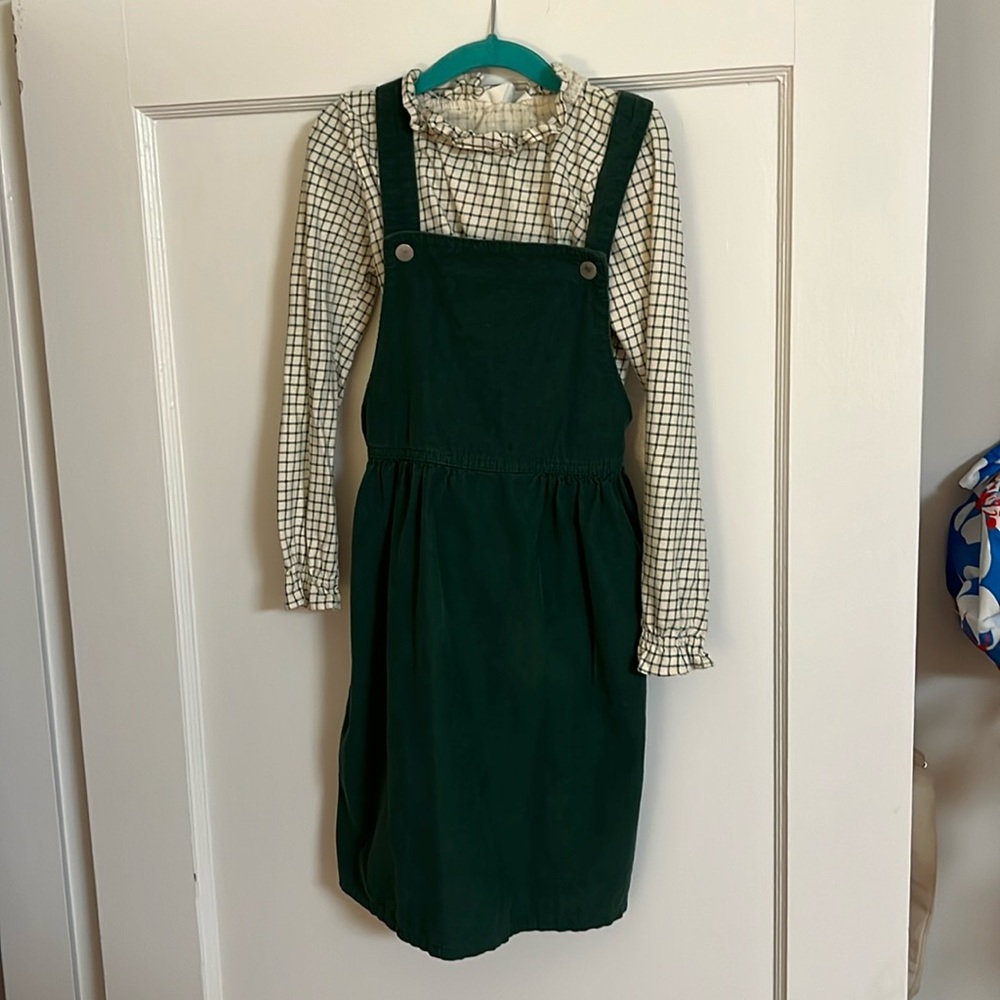 H&M green corduroy jumper and top. Size 7
